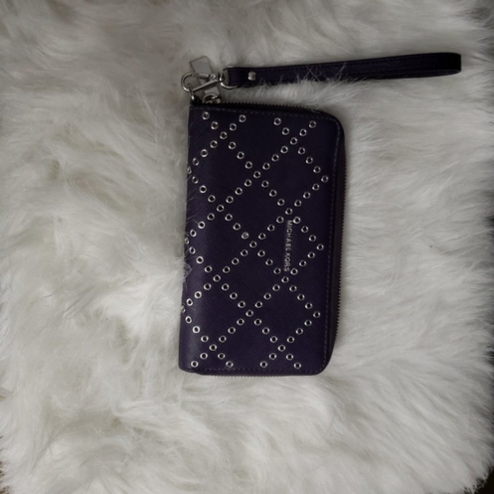 Michael Kors Purple Tech Wallet with Grommets